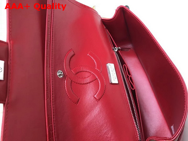 Chanel Classic Flap Bag Red Alligator Silver Hardware Replica