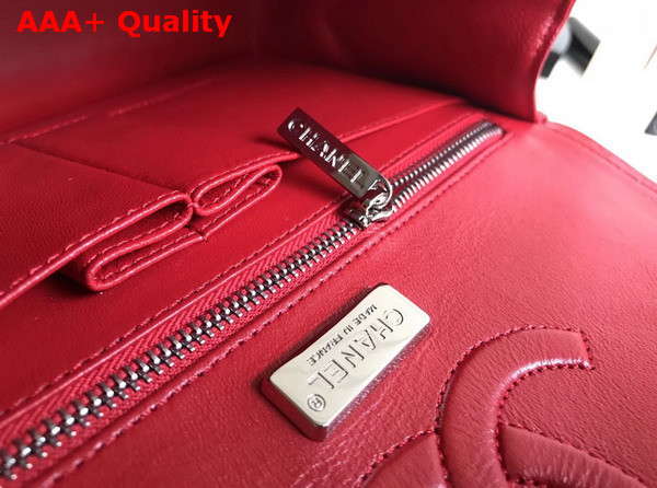 Chanel Classic Flap Bag Red Alligator Silver Hardware Replica