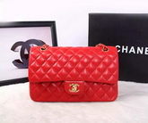 Chanel Classic Flap Bag Red Lambskin Gold Chain for Sale