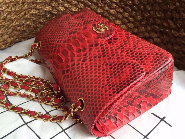 Chanel Classic Flap Bag Red Python for Sale