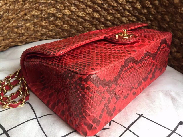 Chanel Classic Flap Bag Red Python for Sale