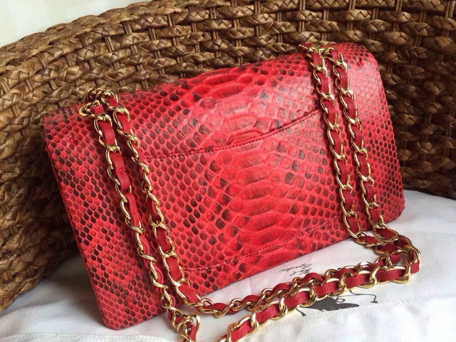 Chanel Classic Flap Bag Red Python for Sale