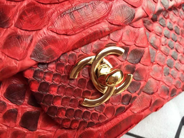 Chanel Classic Flap Bag Red Python for Sale