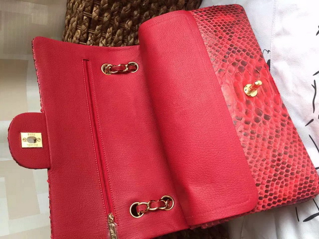 Chanel Classic Flap Bag Red Python for Sale