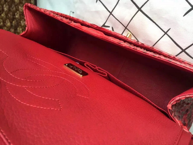 Chanel Classic Flap Bag Red Python for Sale