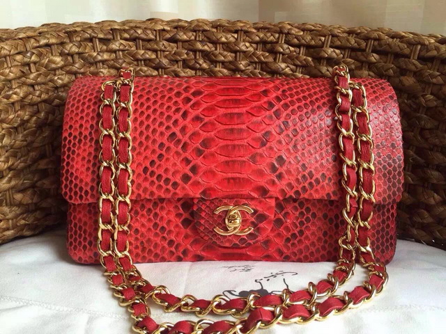 Chanel Classic Flap Bag Red Python for Sale