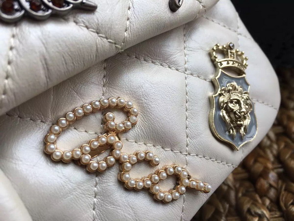 Chanel Classic Flap Bag White Aged Calfskin with Charms for Sale