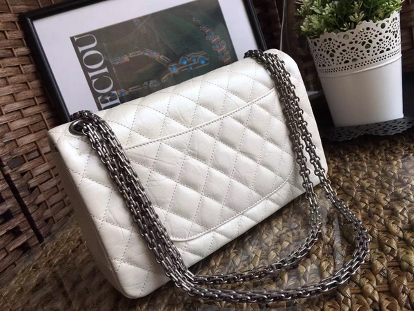 Chanel Classic Flap Bag White Aged Calfskin with Charms for Sale