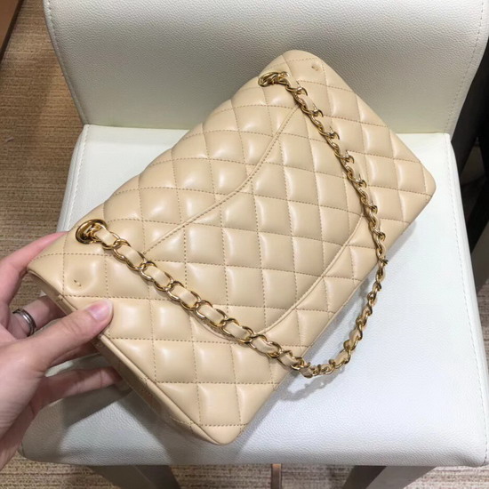 Chanel Classic Flap Bag in Apricot Lambskin with Gold Tone Metal Real Leather Lining