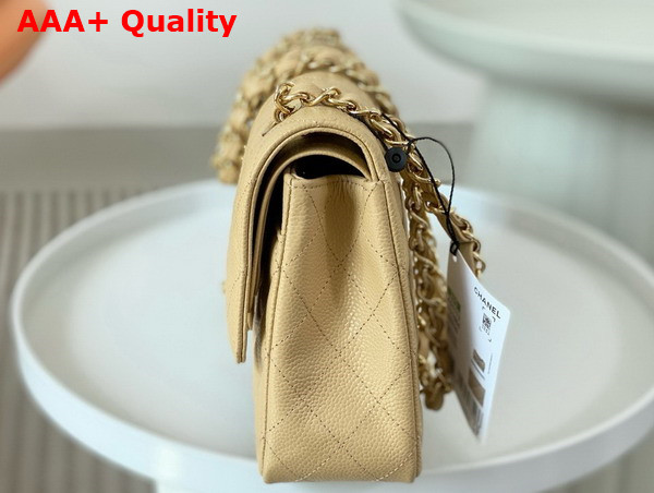 Chanel Classic Flap Bag in Beige Grained Calfskin Gold Tone Metal Replica