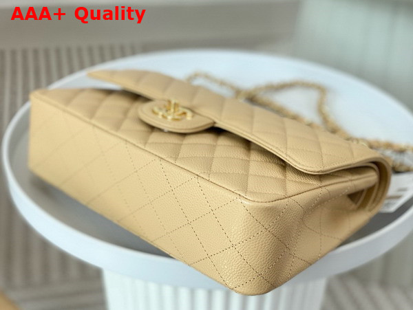 Chanel Classic Flap Bag in Beige Grained Calfskin Gold Tone Metal Replica