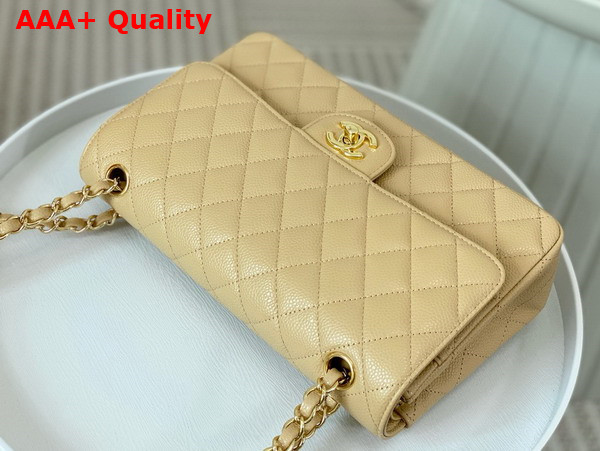 Chanel Classic Flap Bag in Beige Grained Calfskin Gold Tone Metal Replica