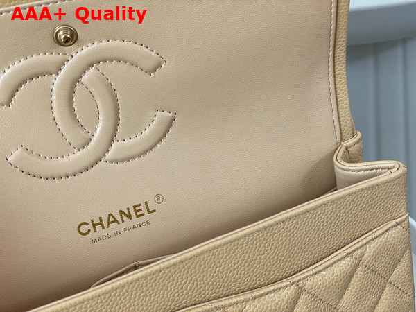 Chanel Classic Flap Bag in Beige Grained Calfskin Gold Tone Metal Replica