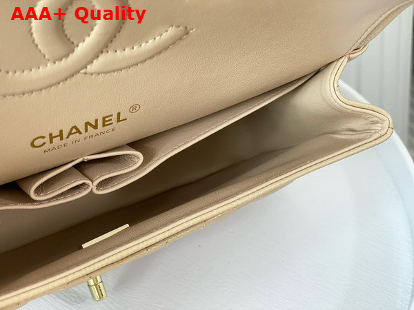 Chanel Classic Flap Bag in Beige Grained Calfskin Gold Tone Metal Replica