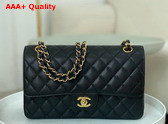 Chanel Classic Flap Bag in Black Grained Calfskin Gold Tone Metal Replica