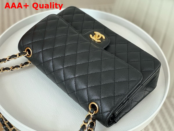 Chanel Classic Flap Bag in Black Grained Calfskin Gold Tone Metal Replica