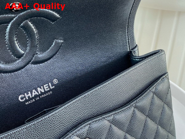 Chanel Classic Flap Bag in Black Grained Calfskin Ruthenium Finish Metal Replica