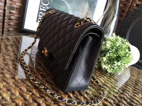 Chanel Classic Flap Bag in Black Lambskin with Gold Hardware For Sale