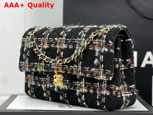 Chanel Classic Flap Bag in Black Multicolor Tweed Replica