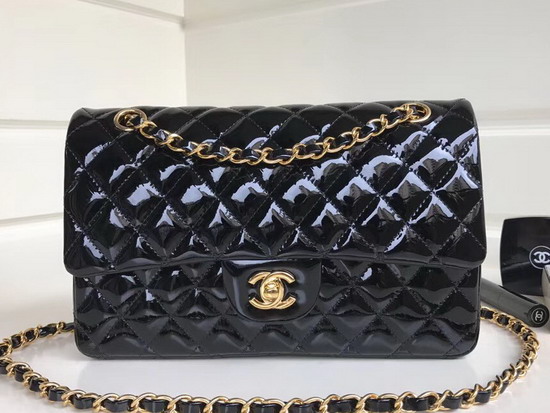 Chanel Classic Flap Bag in Black Patent Leather