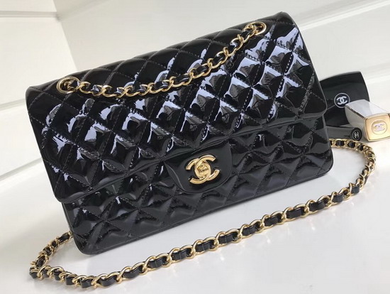 Chanel Classic Flap Bag in Black Patent Leather