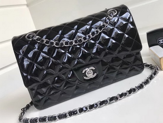 Chanel Classic Flap Bag in Black Patent Leather