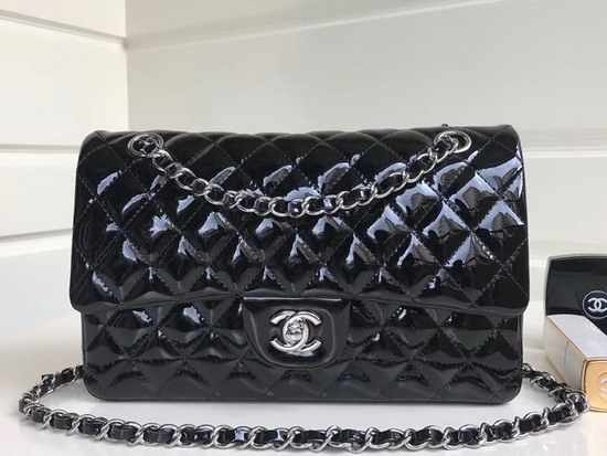 Chanel Classic Flap Bag in Black Patent Leather