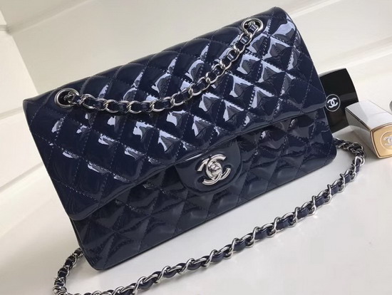 Chanel Classic Flap Bag in Blue Patent Leather