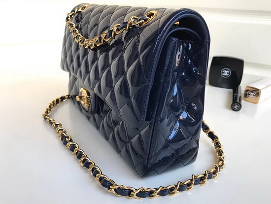 Chanel Classic Flap Bag in Blue Patent Leather