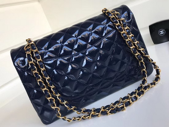 Chanel Classic Flap Bag in Blue Patent Leather