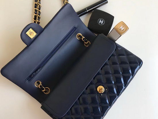 Chanel Classic Flap Bag in Blue Patent Leather