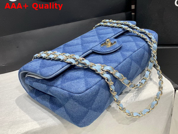 Chanel Classic Flap Bag in Blue Printed Denim Replica