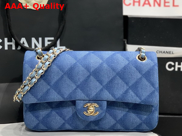 Chanel Classic Flap Bag in Blue Printed Denim Replica