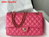 Chanel Classic Flap Bag in Bright Pink Grained Calfskin with Gold Tone Metal Replica