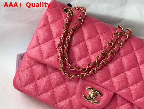 Chanel Classic Flap Bag in Bright Pink Grained Calfskin with Gold Tone Metal Replica