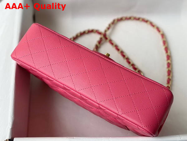 Chanel Classic Flap Bag in Bright Pink Grained Calfskin with Gold Tone Metal Replica