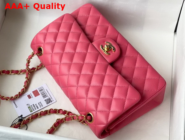 Chanel Classic Flap Bag in Bright Pink Grained Calfskin with Gold Tone Metal Replica