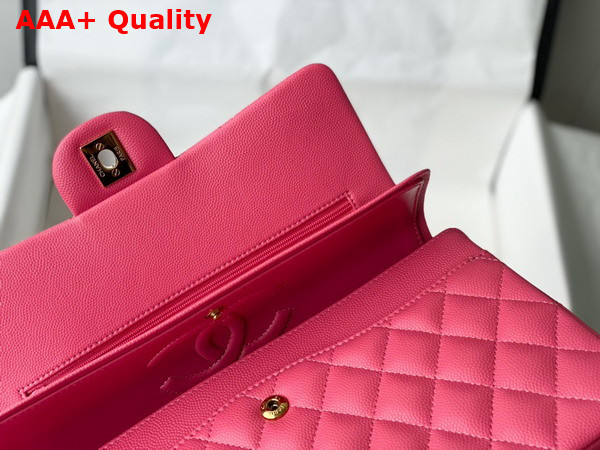 Chanel Classic Flap Bag in Bright Pink Grained Calfskin with Gold Tone Metal Replica