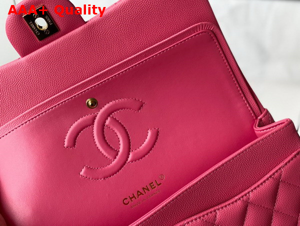 Chanel Classic Flap Bag in Bright Pink Grained Calfskin with Gold Tone Metal Replica