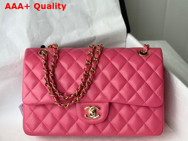 Chanel Classic Flap Bag in Bright Pink Grained Calfskin with Gold Tone Metal Replica