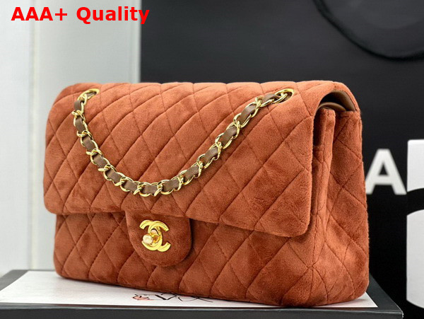 Chanel Classic Flap Bag in Brown Velvet Replica