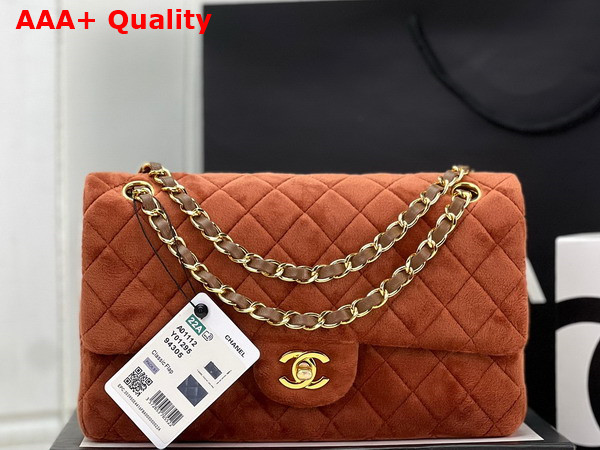 Chanel Classic Flap Bag in Brown Velvet Replica