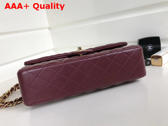 Chanel Classic Flap Bag in Burgundy Lambskin with Light Gold Hardwares Replica