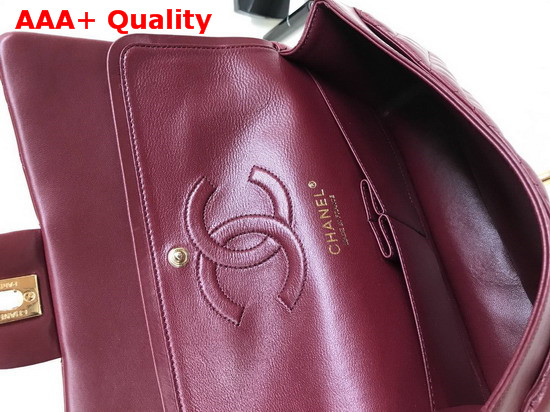 Chanel Classic Flap Bag in Burgundy Lambskin with Light Gold Hardwares Replica