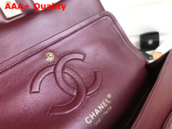 Chanel Classic Flap Bag in Burgundy Lambskin with Light Gold Hardwares Replica