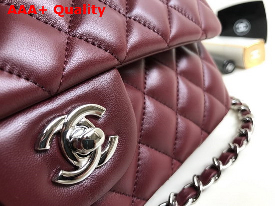 Chanel Classic Flap Bag in Burgundy Lambskin with Silver Hardwares Replica