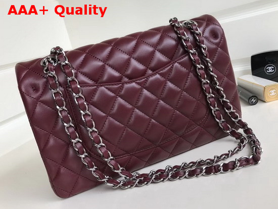 Chanel Classic Flap Bag in Burgundy Lambskin with Silver Hardwares Replica