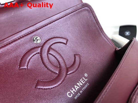 Chanel Classic Flap Bag in Burgundy Lambskin with Silver Hardwares Replica