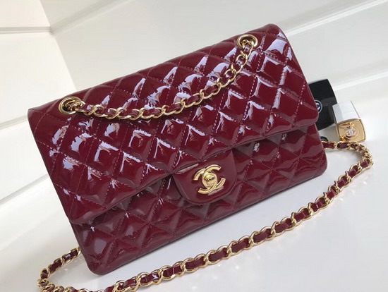 Chanel Classic Flap Bag in Burgundy Patent Leather