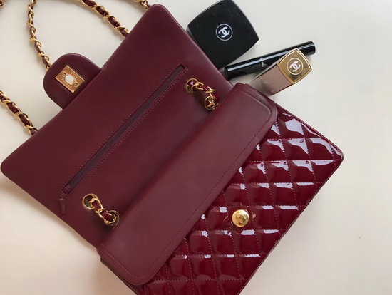 Chanel Classic Flap Bag in Burgundy Patent Leather